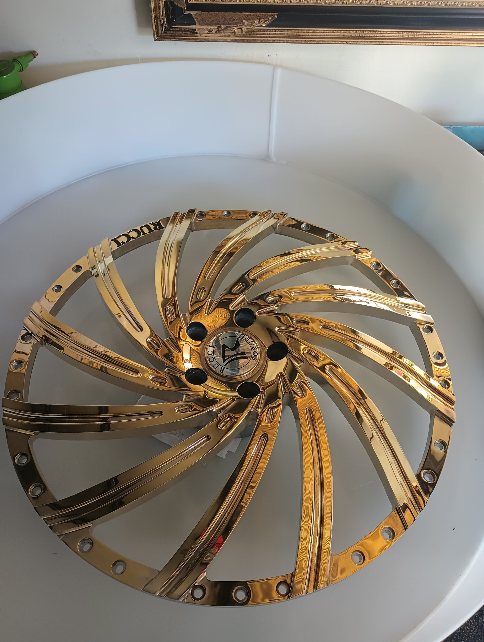ChromeKarats gold plating work — Gold Rucci Wheel — Mirror Finish